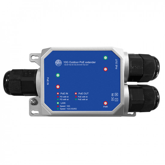 SAR-XPOE-10MG-BT Industrial 1-Port IP67 Waterproof Multi-Gigabit 802.3bt PoE++ Extender 120W